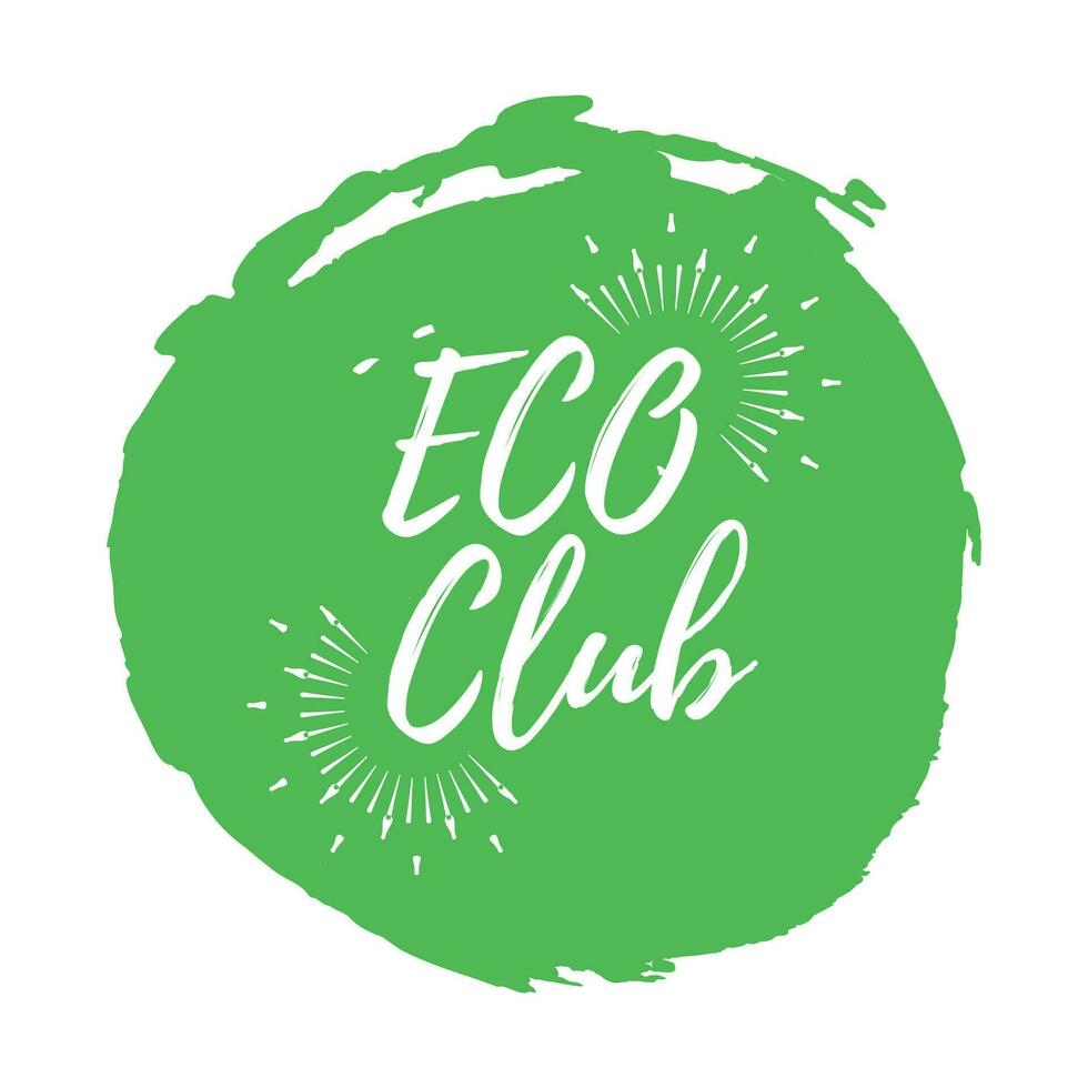 eco club label. eco stijl en welzijn leven. gezond levensstijl insignes. vector illustratie icoon met zonnestraal