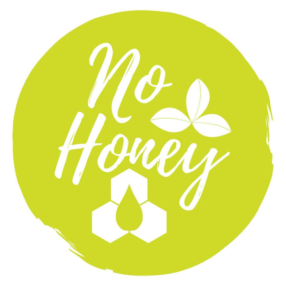 Nee honing label. gezond en biologisch voedsel. doopvont met borstel. voedsel onverdraagzaamheid symbolen en insignes. vector illustratie icoon
