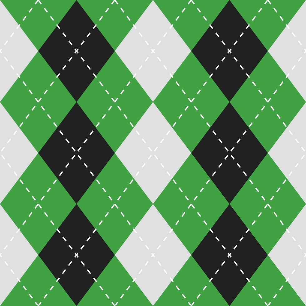 argyle vector patroon. argyle patroon. licht groen en zwart argyle patroon. naadloos meetkundig patroon voor kleding, omhulsel papier, achtergrond, achtergrond, geschenk kaart, trui.