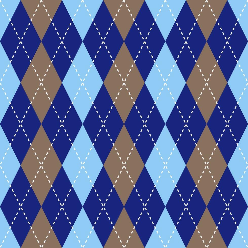 argyle vector patroon. argyle patroon. bruin en blauw argyle patroon. naadloos meetkundig patroon voor kleding, omhulsel papier, achtergrond, achtergrond, geschenk kaart, trui.