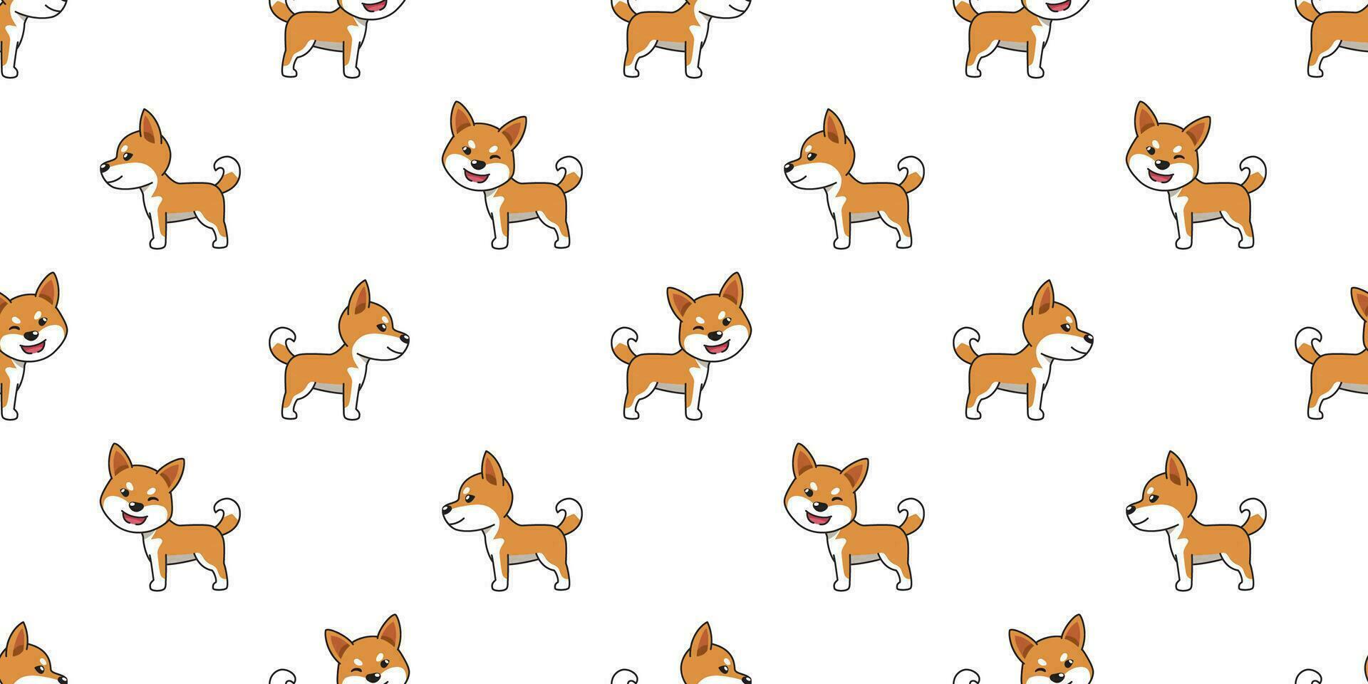 vector tekenfilm schattig shiba inu hond naadloos patroon achtergrond