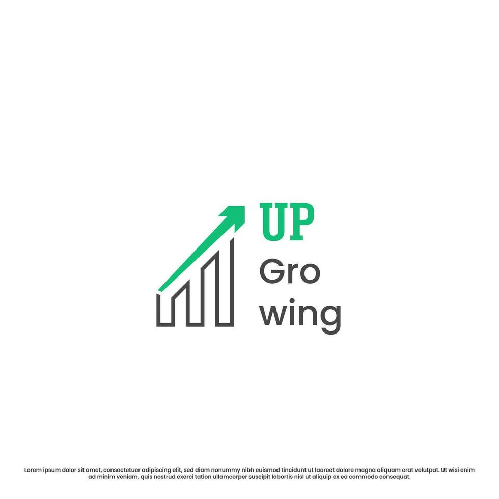 omhoog diagram logo ontwerp illustratie. gemakkelijk minimalistisch vlak icoon lijn inhoudsopgave grafisch bar tabel naar boven groeien. financieel bedrijf bedrijf accounting concept symbool. vector