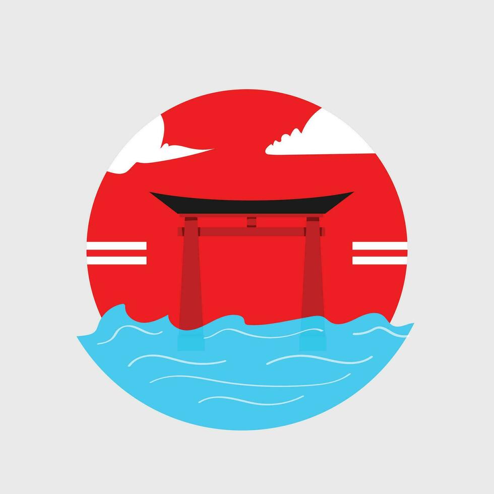 logo illustratie van Japan poort Aan de zee vector