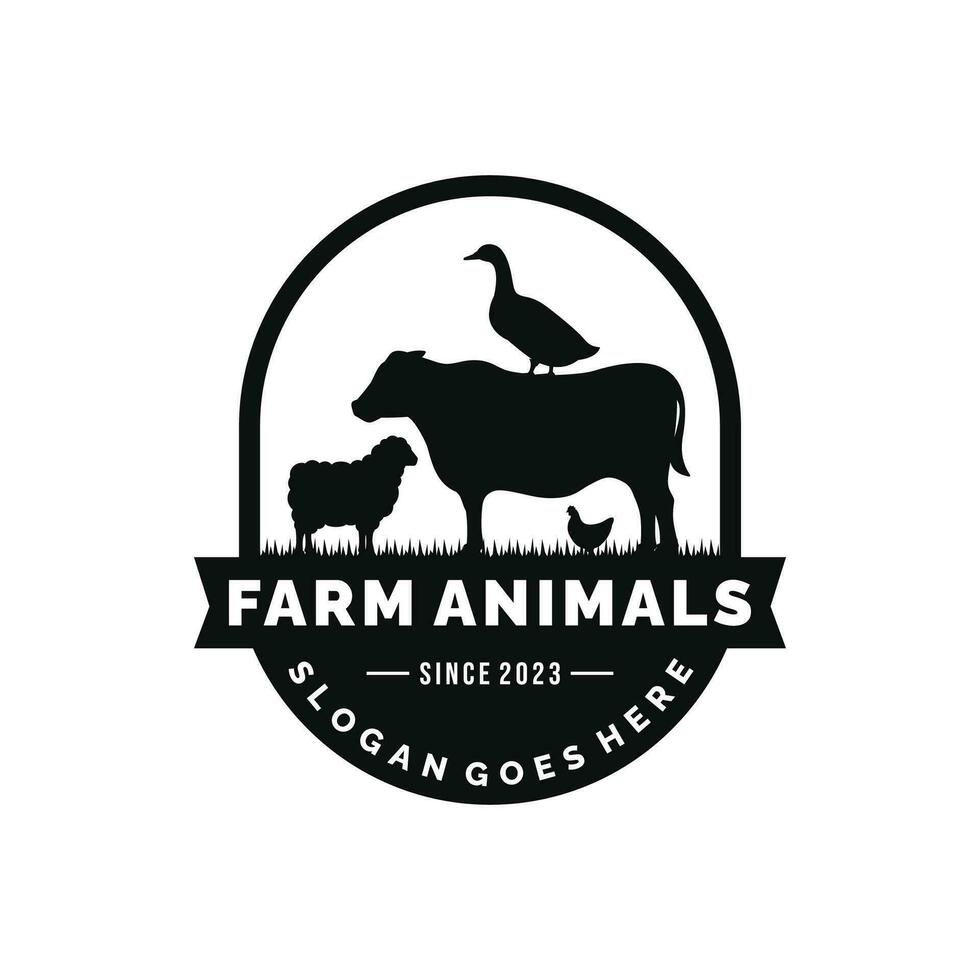 boerderij dieren logo ontwerp vector. vee logo vector