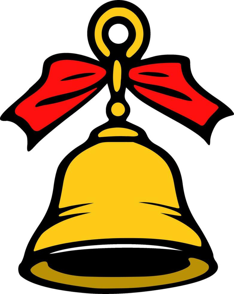gouden klok met een rood lint geïsoleerd vector illustratie