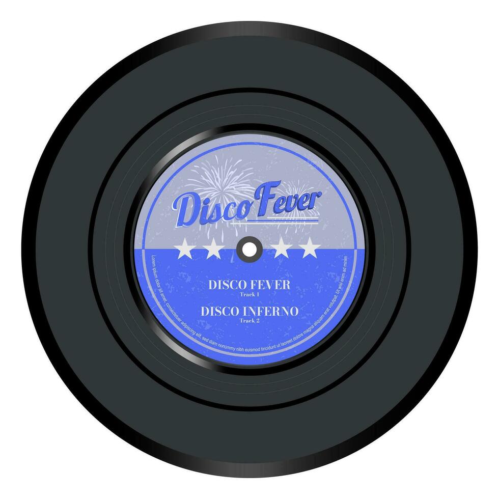 disco koorts vinyl Vermelding geïsoleerd Aan wit achtergrond. vector illustratie. getextureerde label.