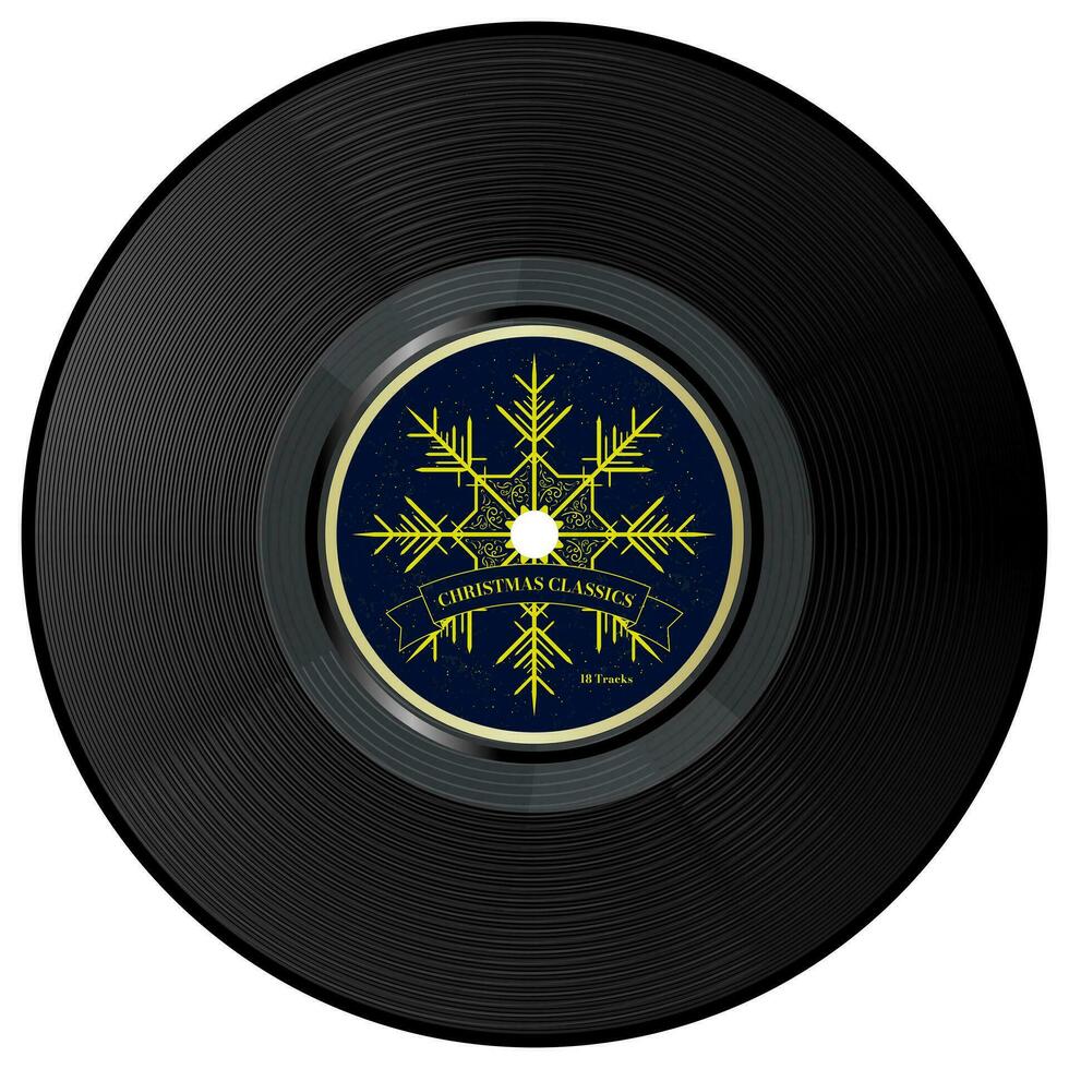 Kerstmis klassiekers vinyl Vermelding met geel goud sneeuwvlok, Kerstmis vinyl geïsoleerd Aan wit achtergrond. vector illustratie. eps 10.