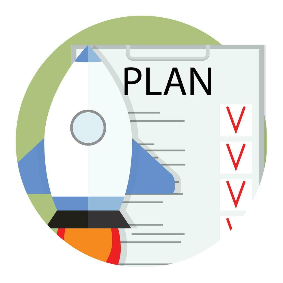 plan begin omhoog strategie en tactiek. ontwikkeling bedrijf, app icoon vector illustratie