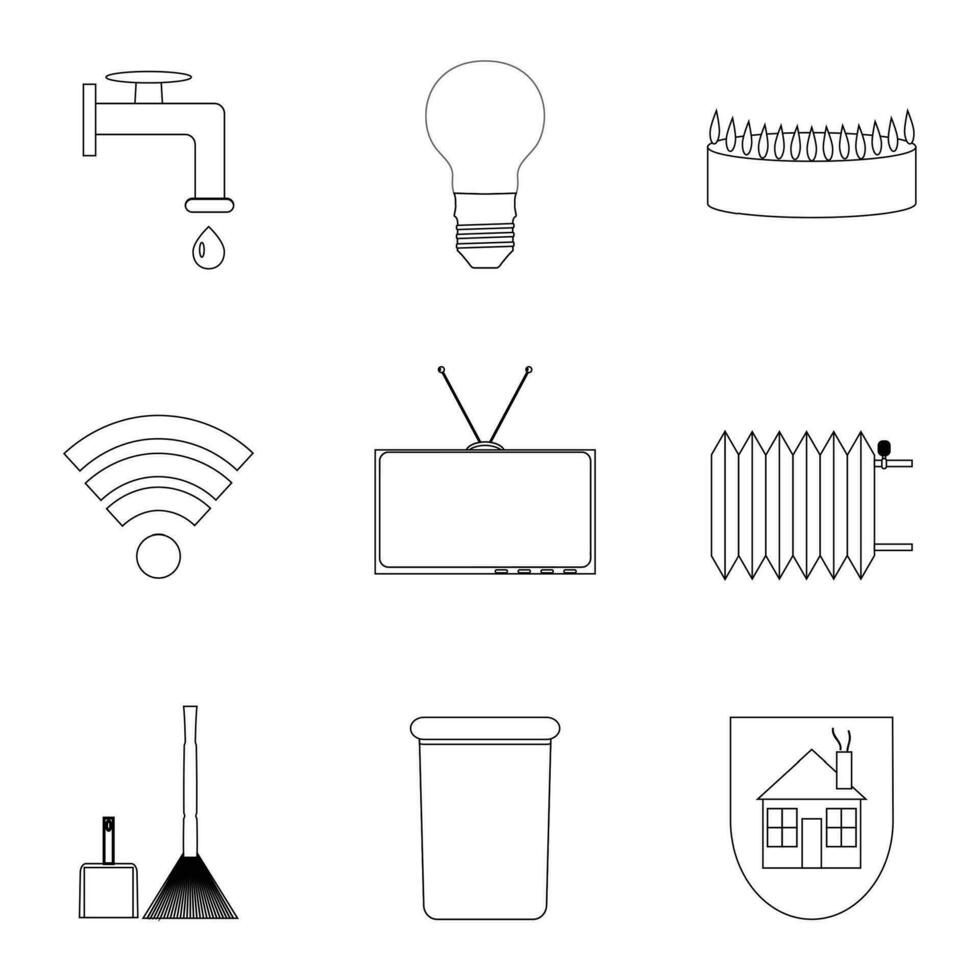 huiselijk Diensten icoon lijn kunst. draadloze en verwarming, internet en energie. vector illustratie