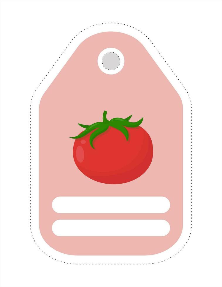 schattig groente label. memo, schrijven papieren.etiket met de beeld van een tomaat vector