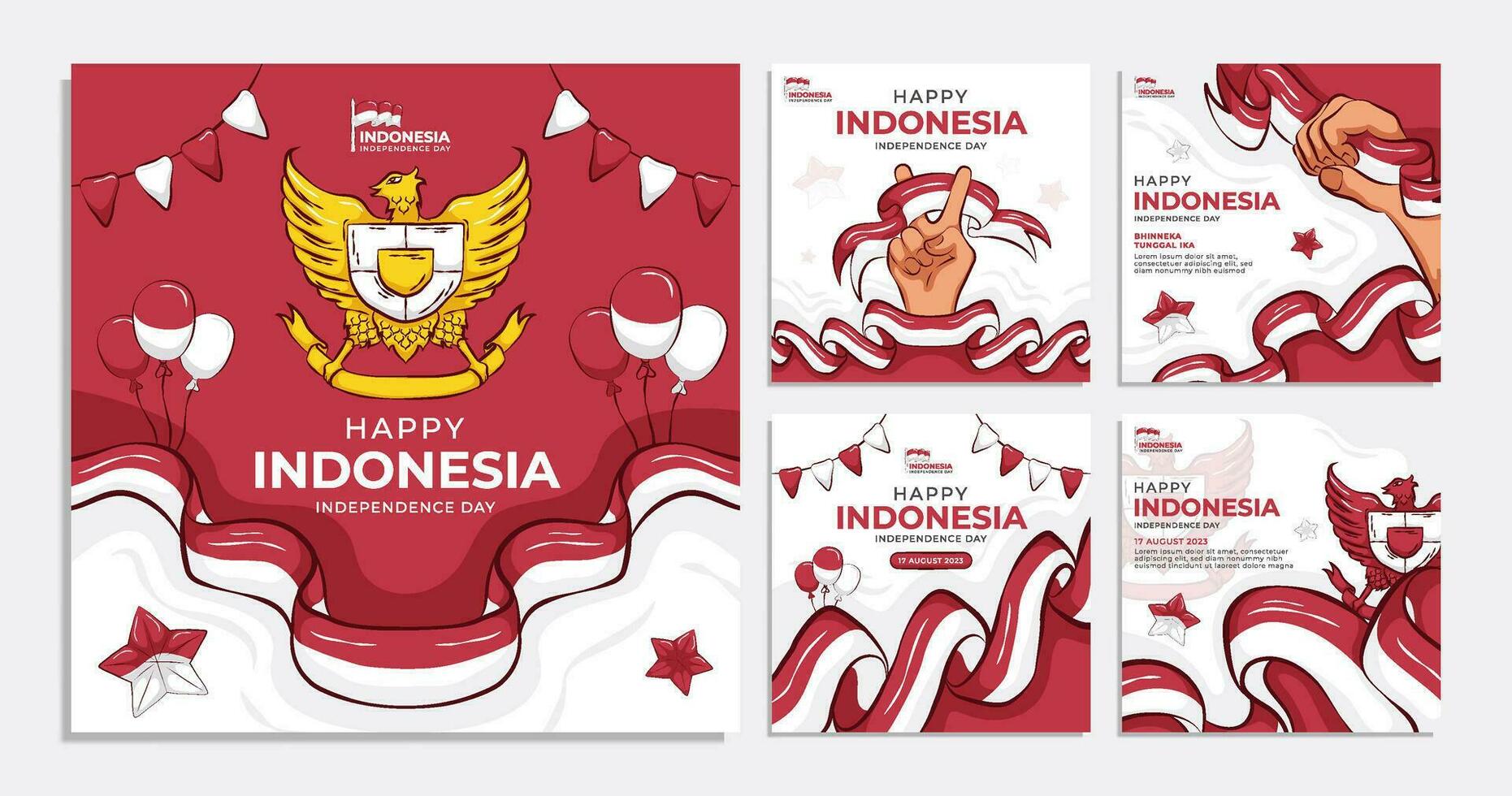 verzameling van Indonesië onafhankelijkheid dag sociaal media folder banier sjabloon vector