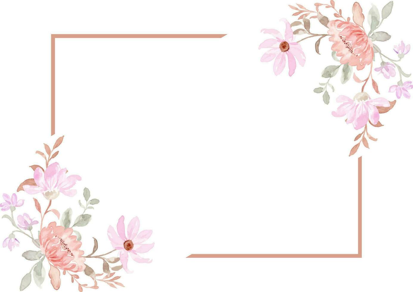roze wilde bloemen waterverf kader voor achtergrond, bruiloft, verjaardag, behang, banier, decoratie enz. vector