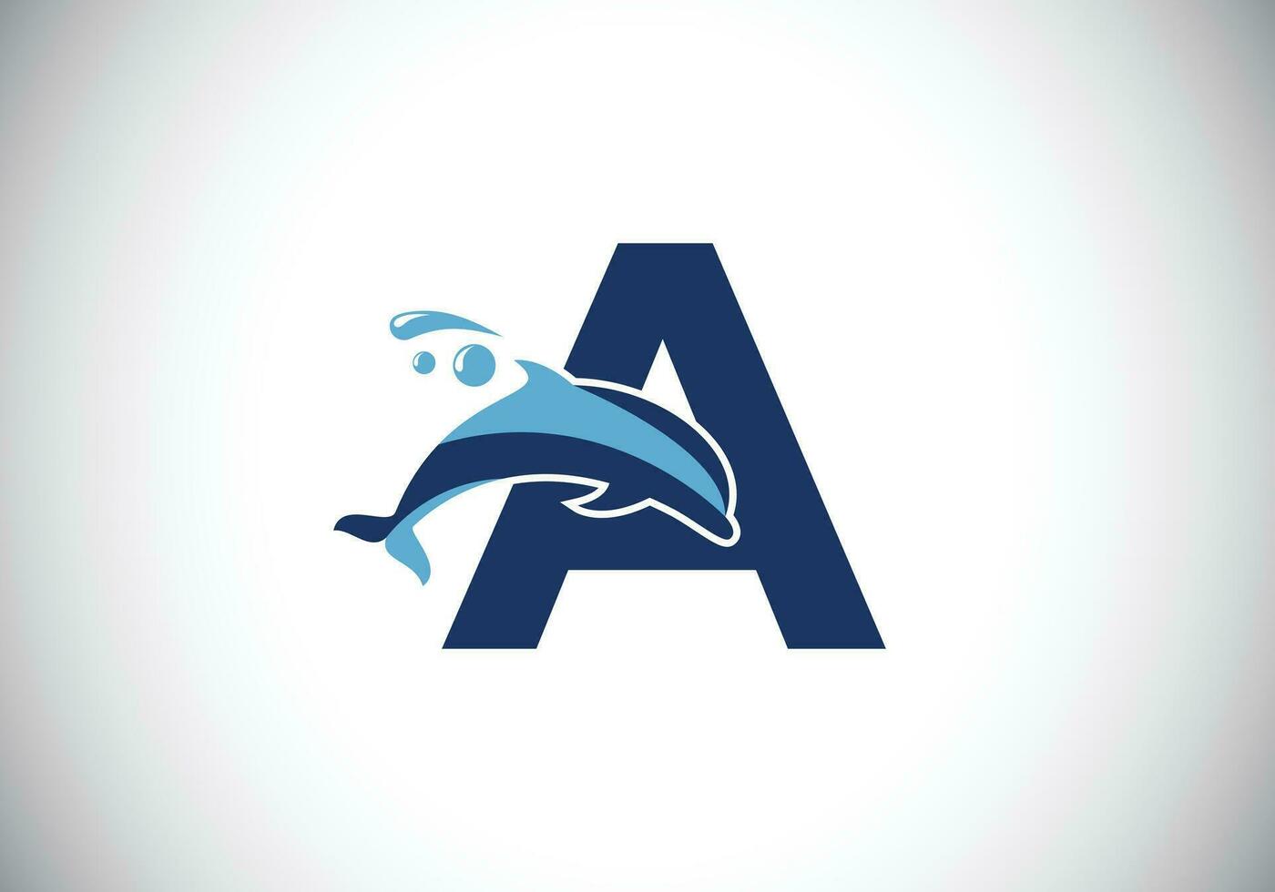 eerste alfabet met een dolfijn logo ontwerp. water dier icoon. doopvont embleem. modern vector logotype voor bedrijf en bedrijf identiteit.