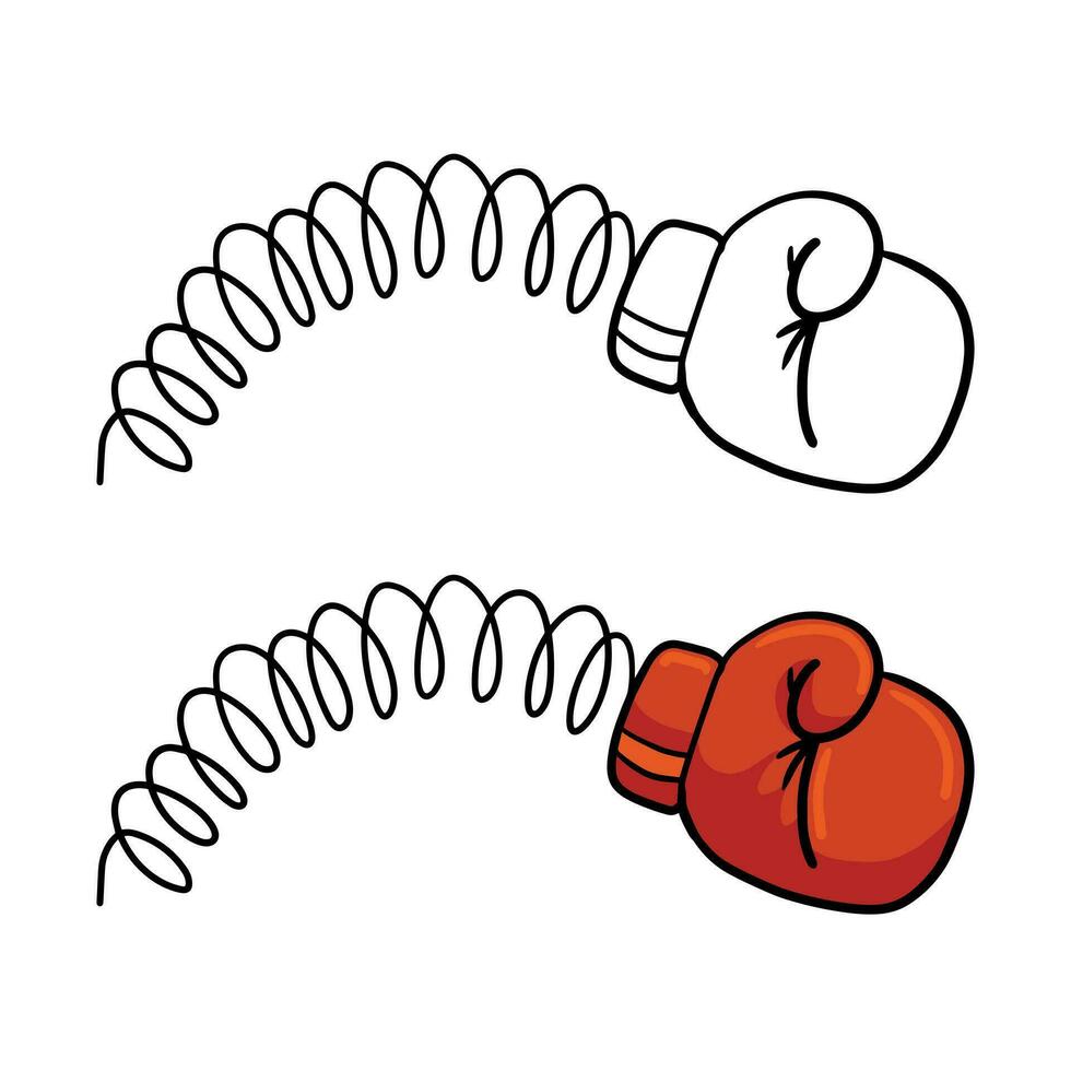 boksen handschoen Aan de lente. komedie grap illustratie. grappig streek ponsen. tekenfilm illustratie geïsoleerd Aan wit achtergrond vector