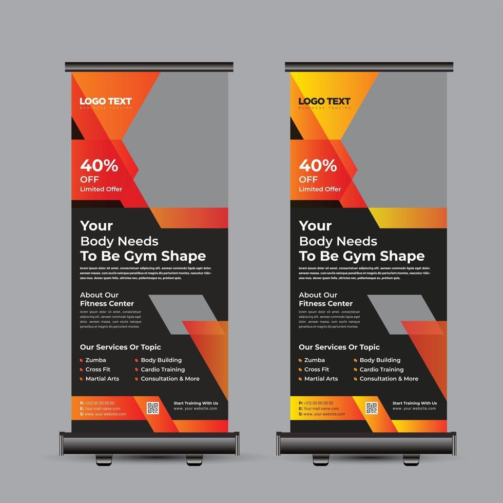 sportschool fitness roll-up bannerontwerp vector