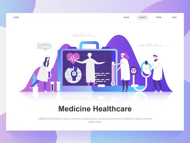 Geneeskunde en gezondheidszorg moderne platte ontwerpconcept. Bestemmingspaginasjabloon. Moderne platte vector illustratie concepten voor webpagina's, website en mobiele website. Gemakkelijk te bewerken en aan te passen.