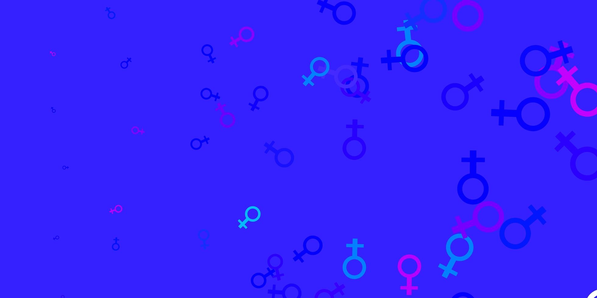 lichtroze blauw vectorpatroon met feminisme-elementen vector