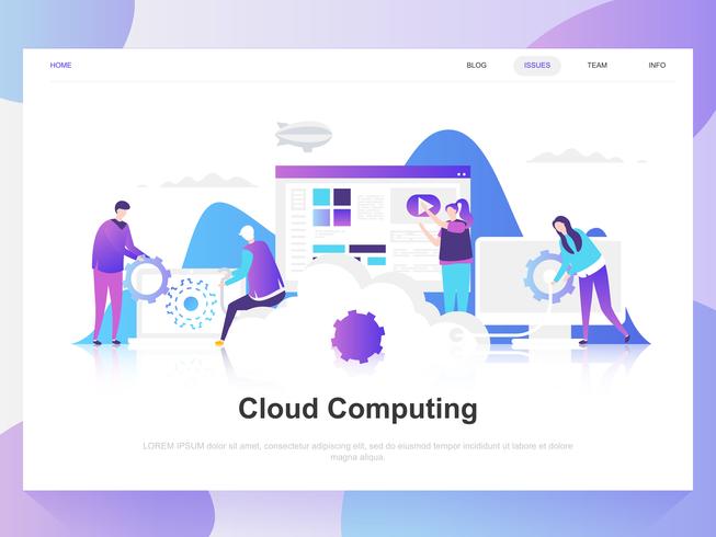 Cloud computing moderne platte ontwerpconcept. Bestemmingspaginasjabloon. Moderne platte vector illustratie concepten voor webpagina's, website en mobiele website. Gemakkelijk te bewerken en aan te passen.