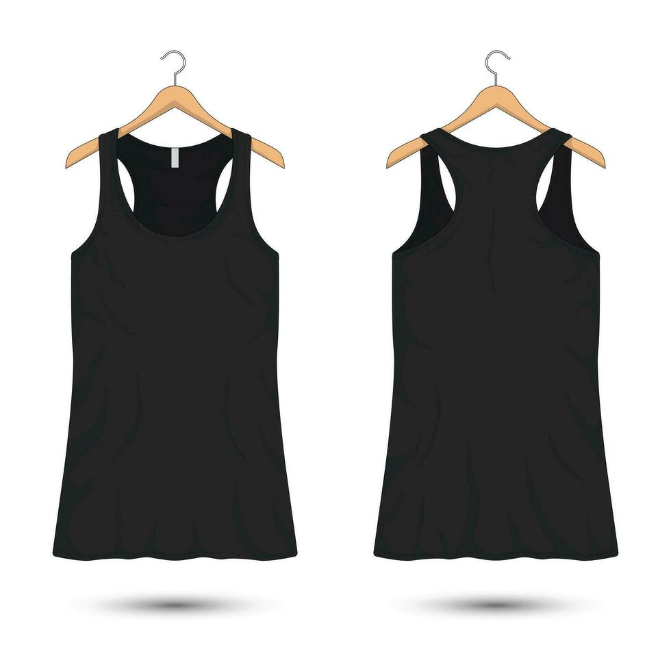 Dames zwart tank top t-shirts, sportkleding model. vector illustratie