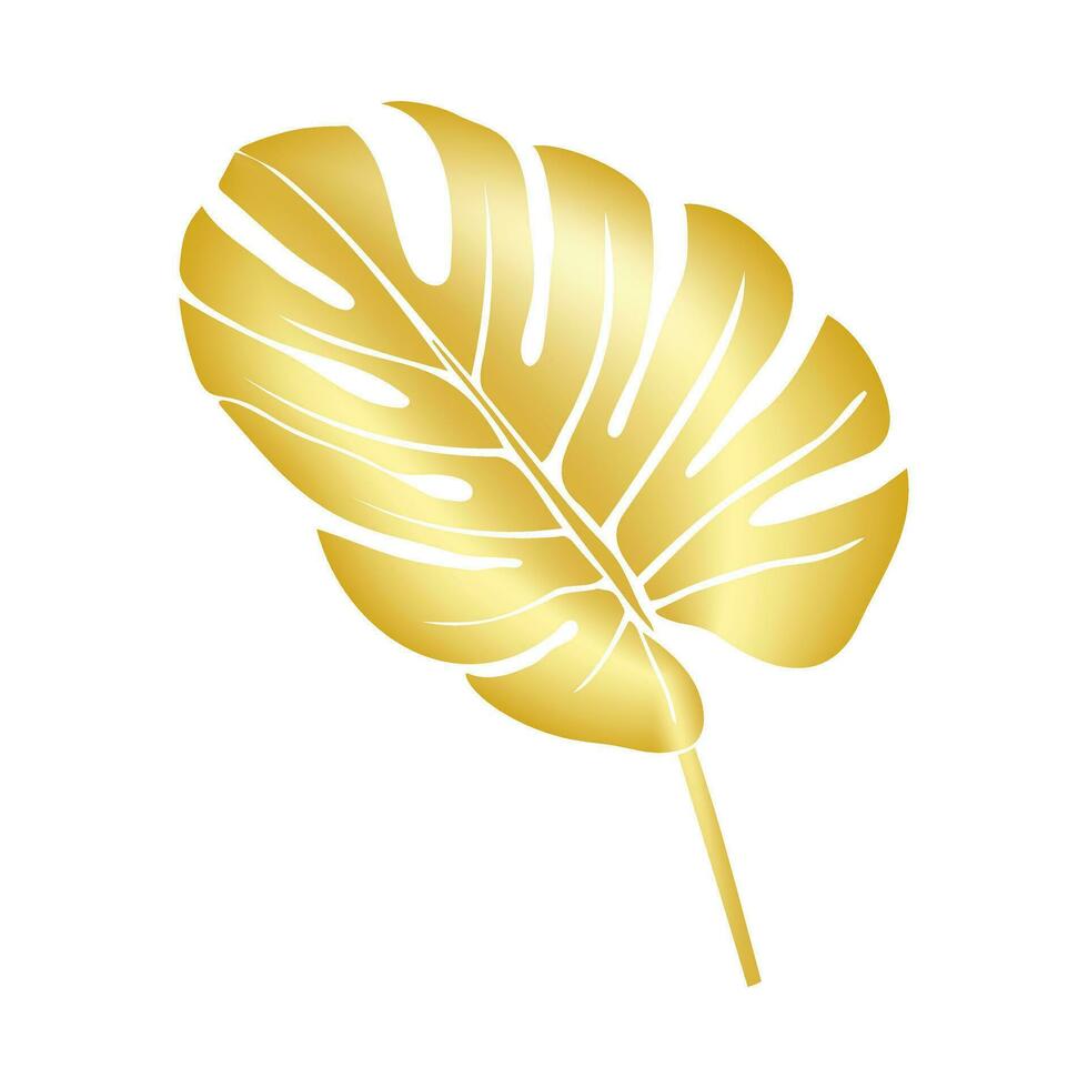 palm blad of goud monstera. decoratief tropisch blad met gouden verloop. vector illustratie.