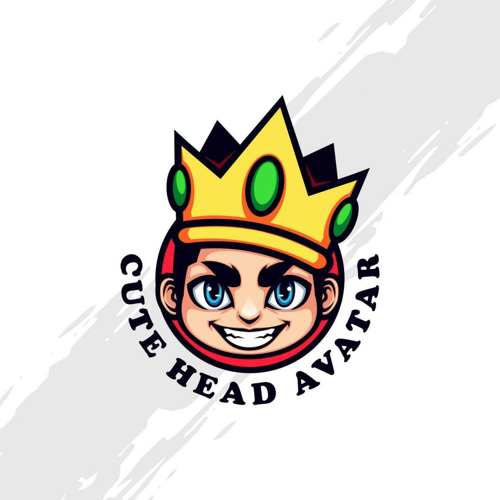 schattig koning hoofd portret mascotte logo vector