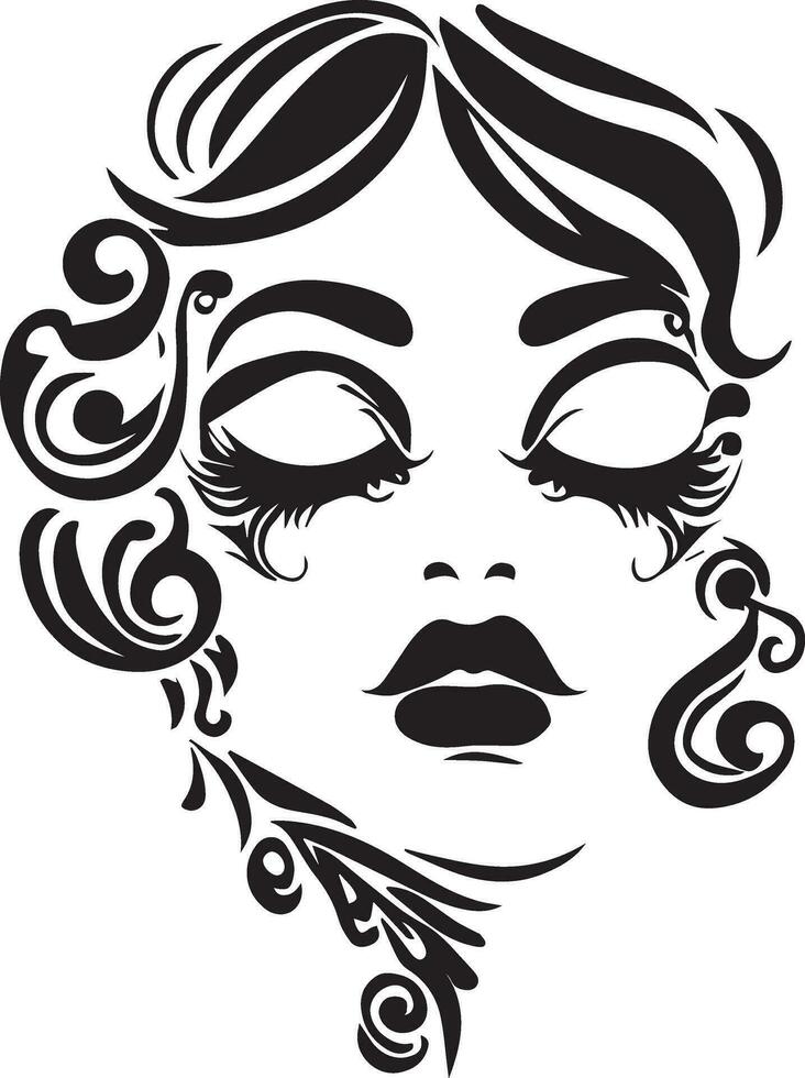 mooi Dames gezicht vector tatoeëren ontwerp illustratie