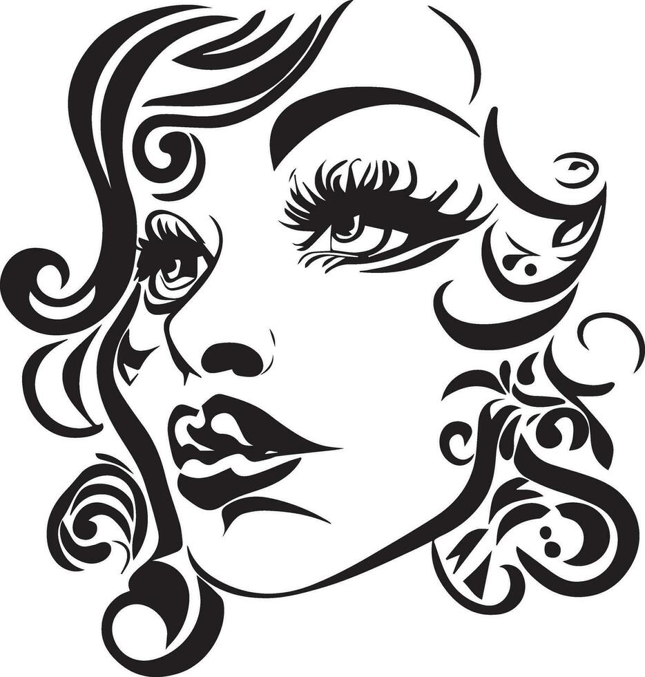 mooi Dames gezicht vector tatoeëren ontwerp illustratie