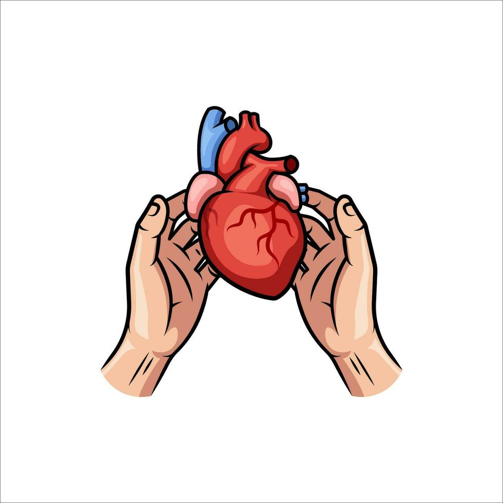 hand- Holding hart. wereld hart dag. vector