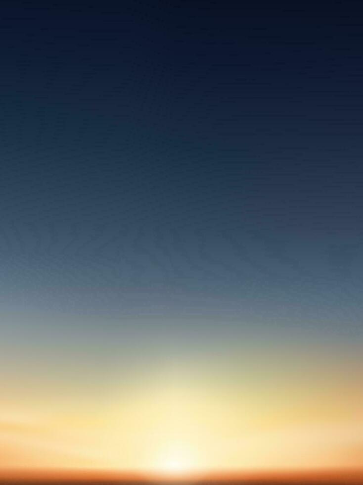 zonsondergang lucht met wolk in blauw, oranje, geel kleur achtergrond, dramatisch schemering landschap met zonsondergang in avond, vector horizon zonsopkomst in ochtend- banier van zonlicht voor vier seizoen backdrop banier