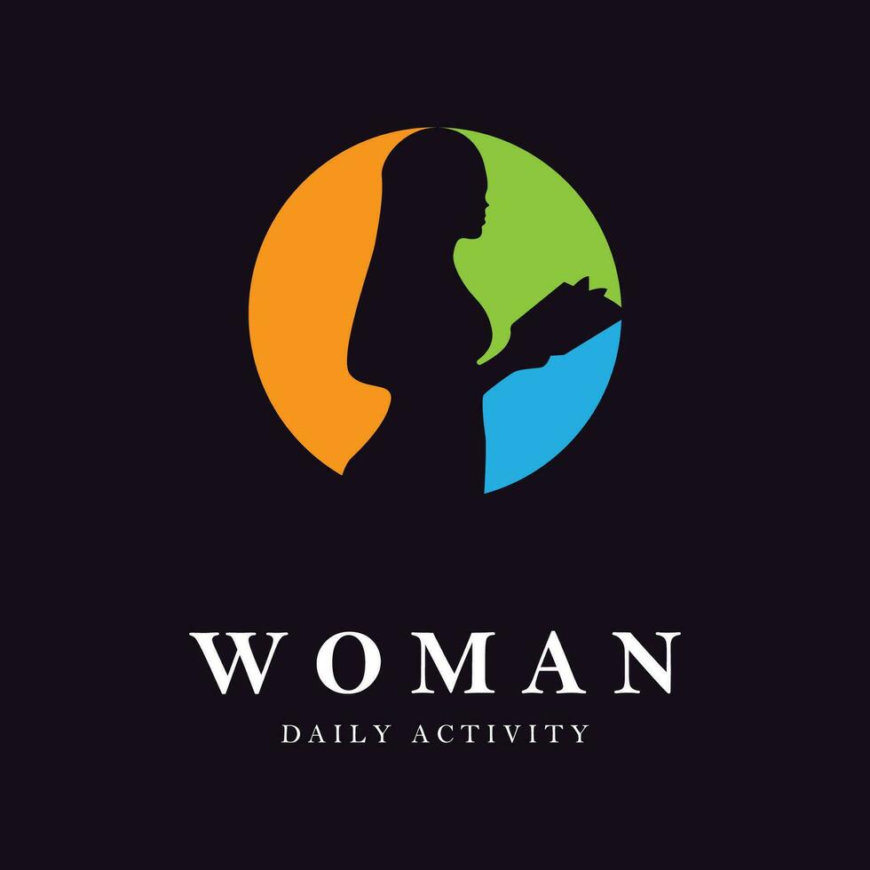 vrouw dagelijks werkzaamheid logo vector