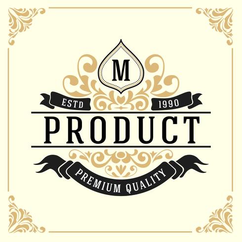 Vintage luxe monogram logo sjabloon vector