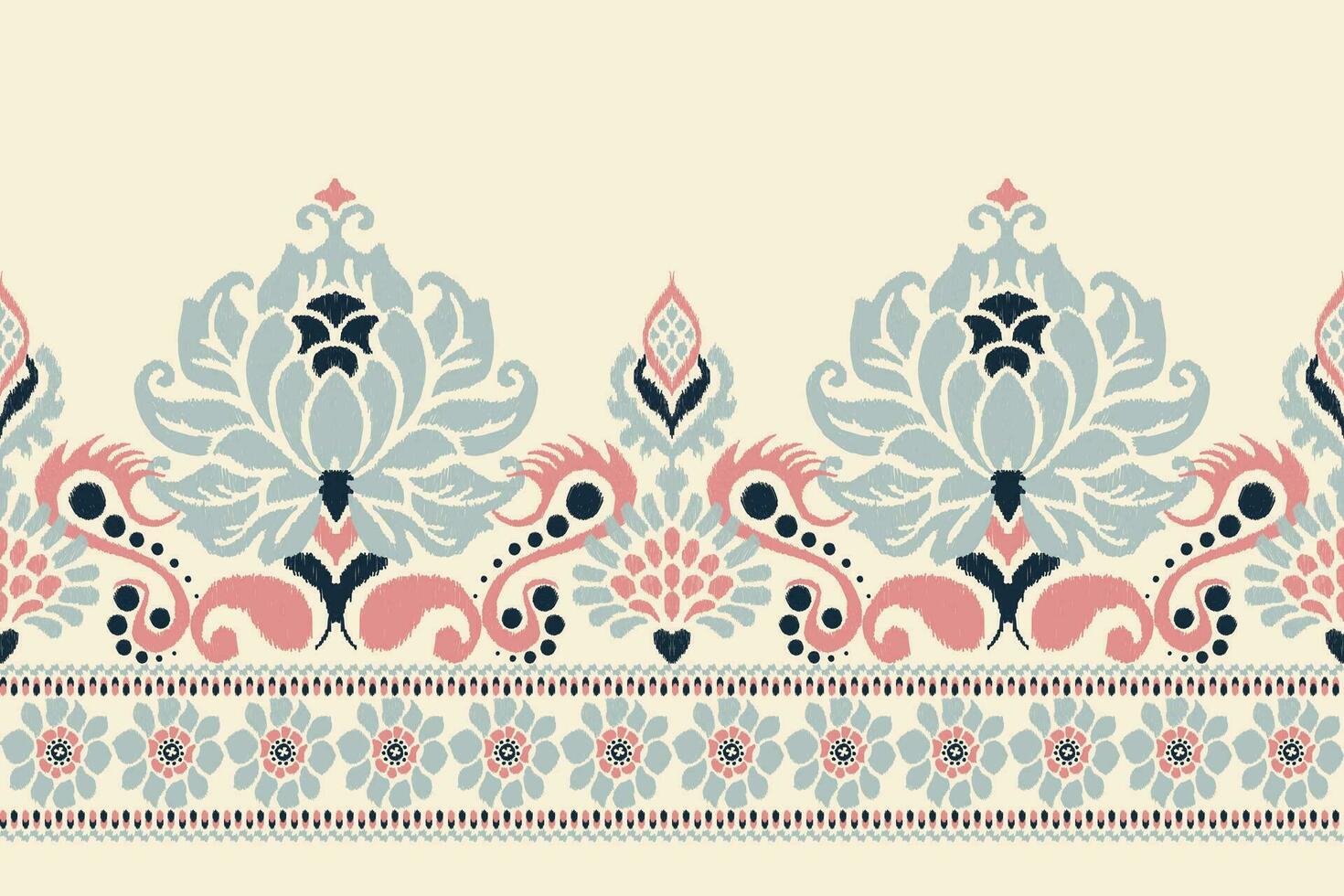 ikat bloemen paisley borduurwerk Aan room achtergrond.ikat etnisch oostelijk patroon traditioneel.azteken stijl abstract vector illustratie.ontwerp voor textuur, stof, kleding, verpakking, decoratie, sarong, sjaal