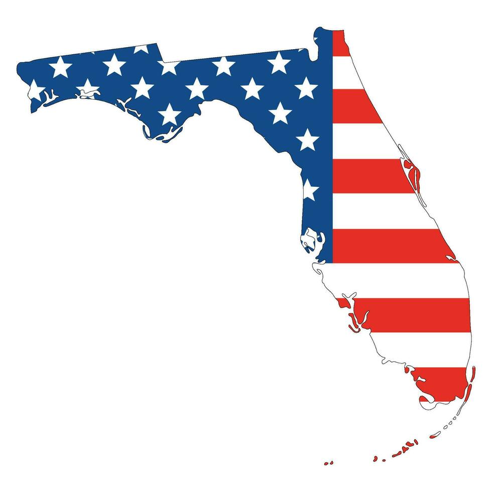 Florida kaart met Verenigde Staten van Amerika vlag vector