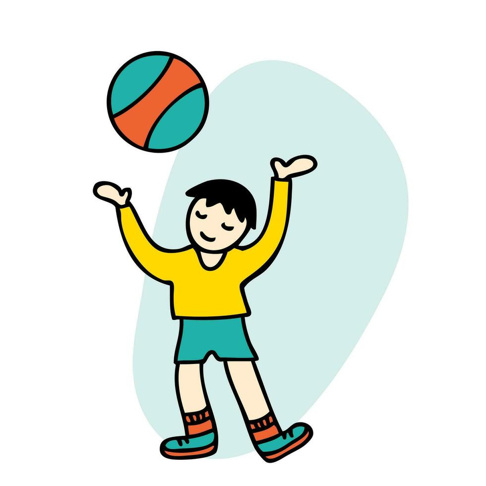 jong Mens spelen bal welzijn sport leven Gezondheid concept. perfect voor tee, sticker, poster. vector