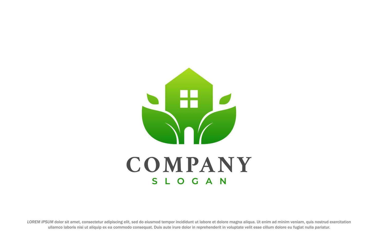 logo huis blad groen natuur vector