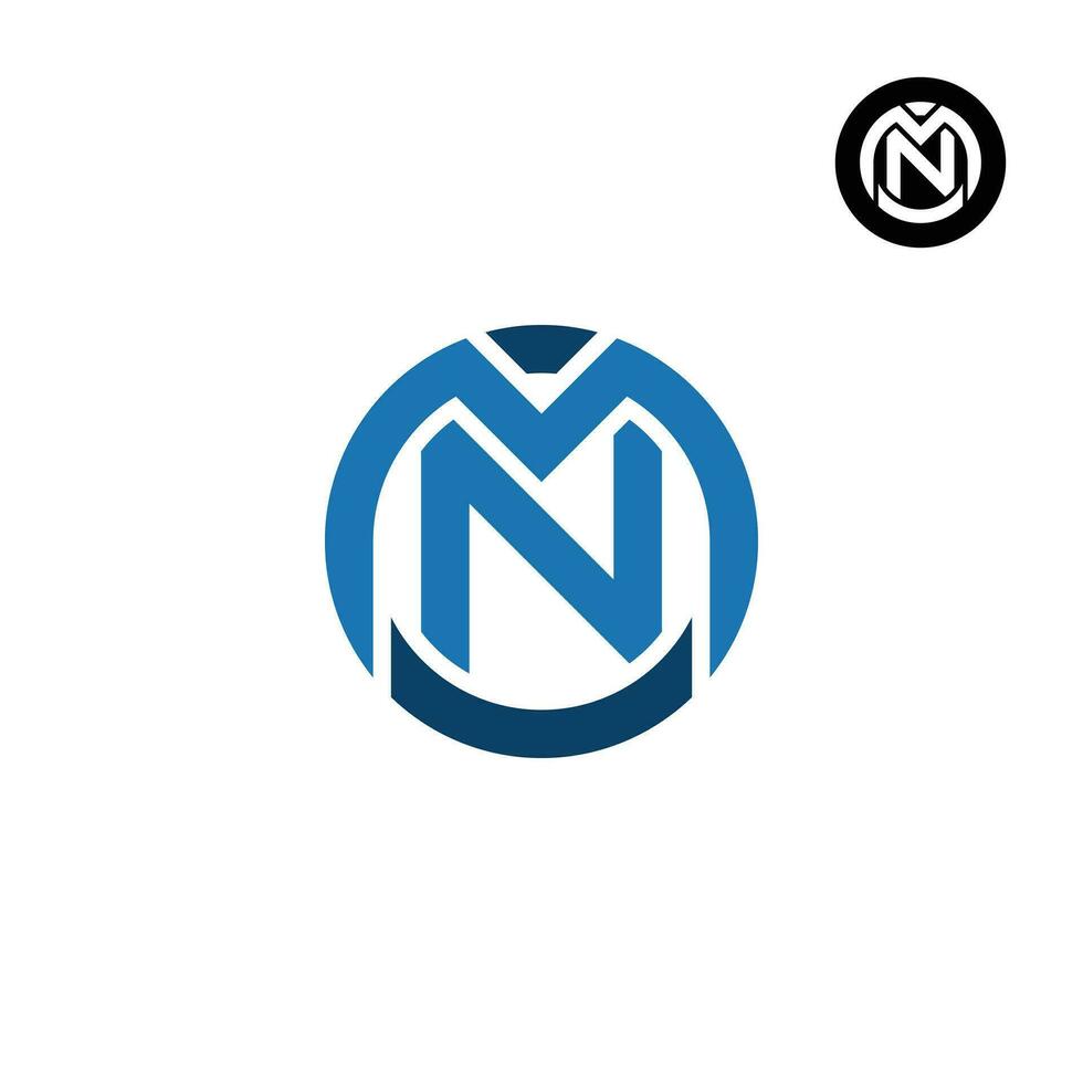 brief mn nm cirkel stoutmoedig logo ontwerp vector