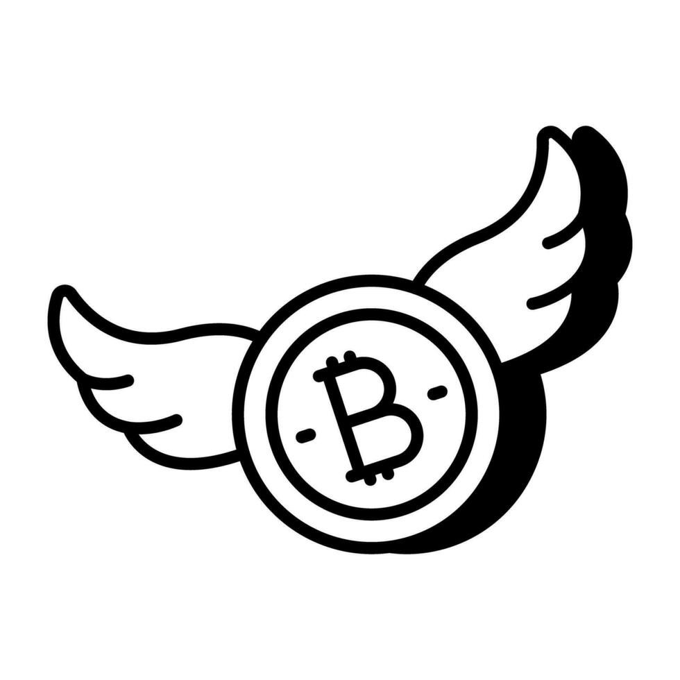 perfect ontwerp icoon van vliegend bitcoin vector