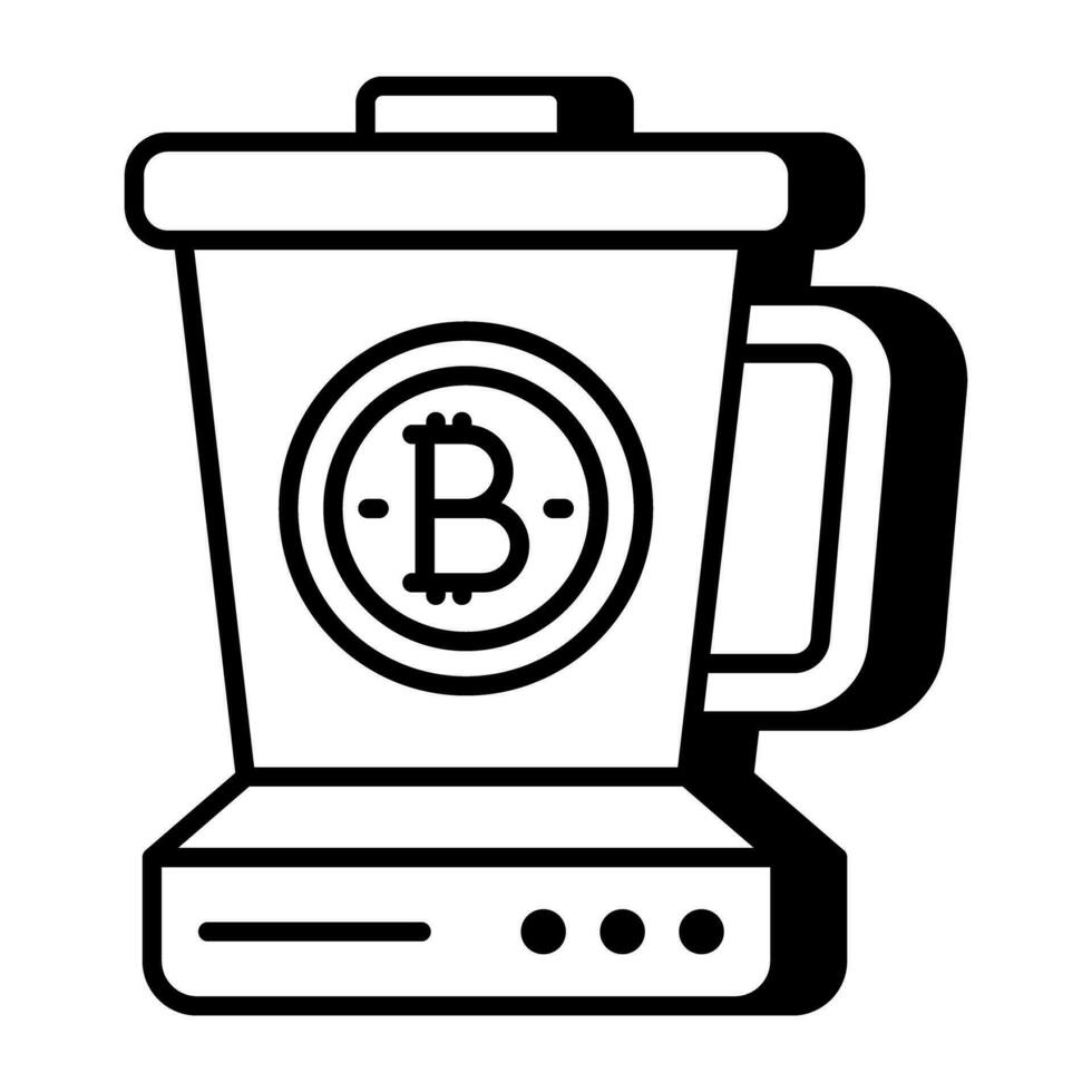 een lineair ontwerp icoon van bitcoin blender vector