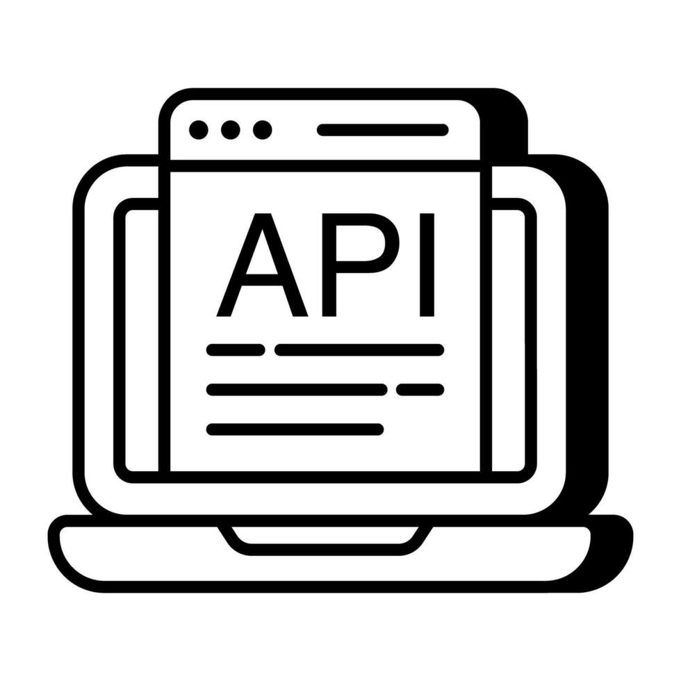 een perfect ontwerppictogram van de interface voor applicatieprogrammering vector