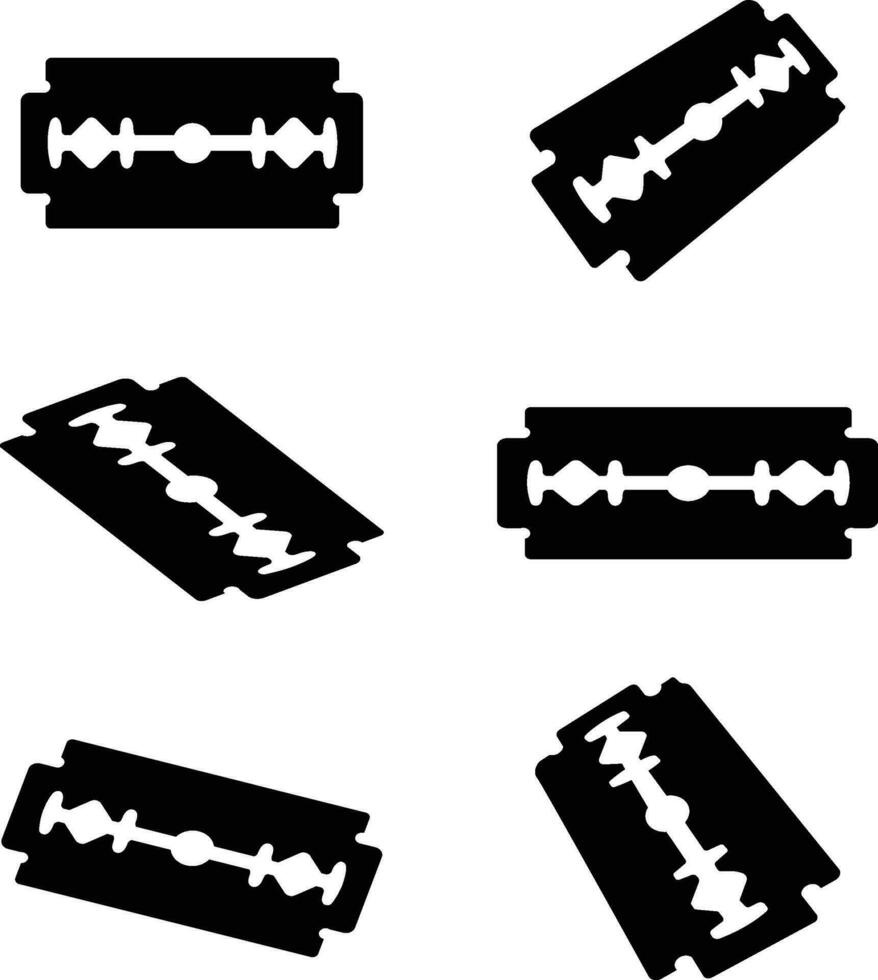 een verzameling van scheermes messen in verschillend perspectieven vector