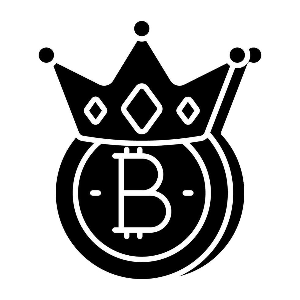 een uniek ontwerp icoon van bitcoin kroon vector