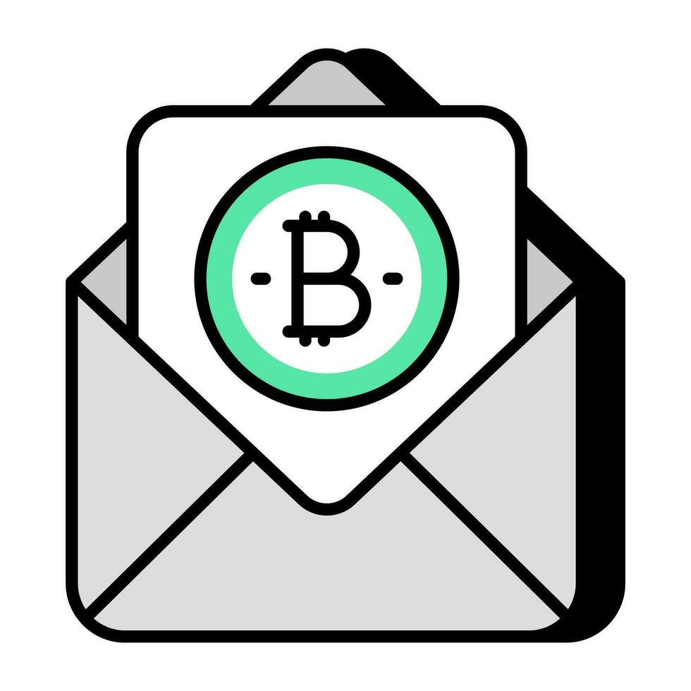 creatief ontwerp icoon van bitcoin mail vector