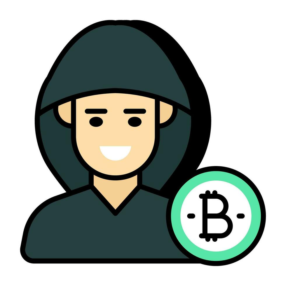 een creatief ontwerp icoon van bitcoin hacker vector