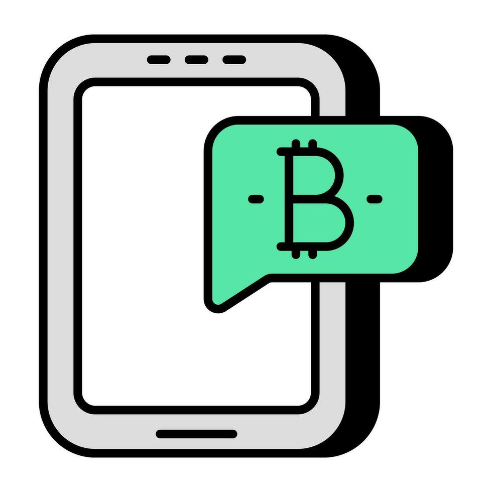 een vector ontwerp icoon van mobiel bitcoin babbelen