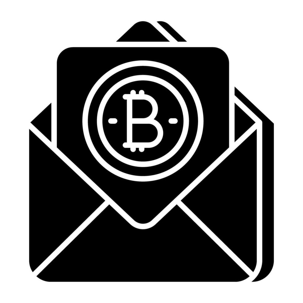 creatief ontwerp icoon van bitcoin mail vector