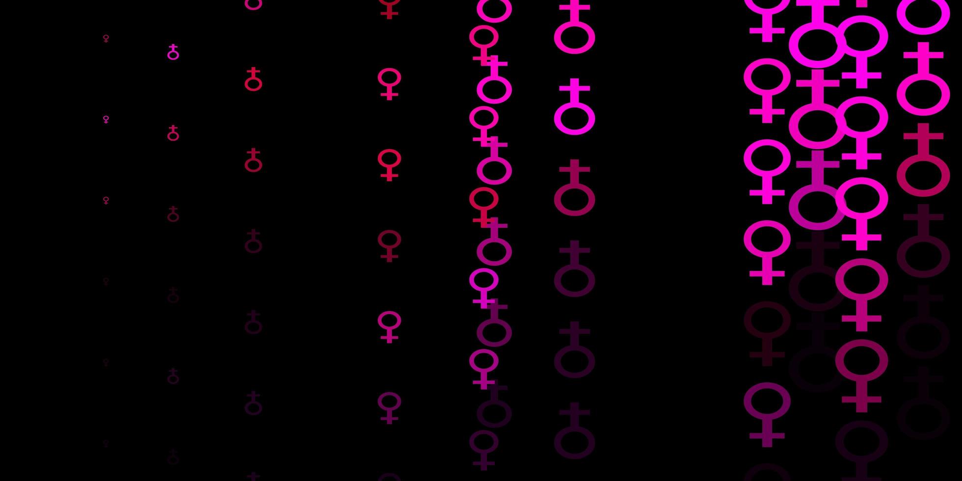 donkerroze vectortextuur met symbolen voor vrouwenrechten vector