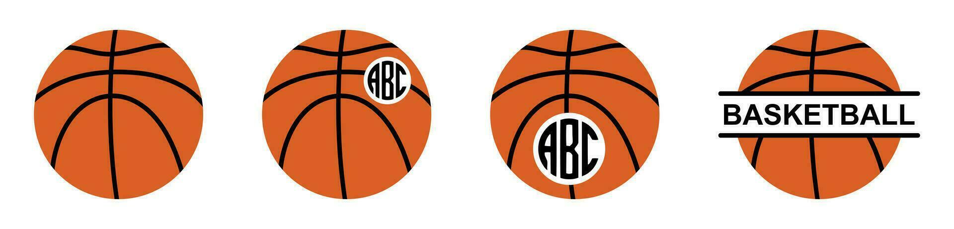 reeks basketbal bal monogram kader. sport vector illustratie