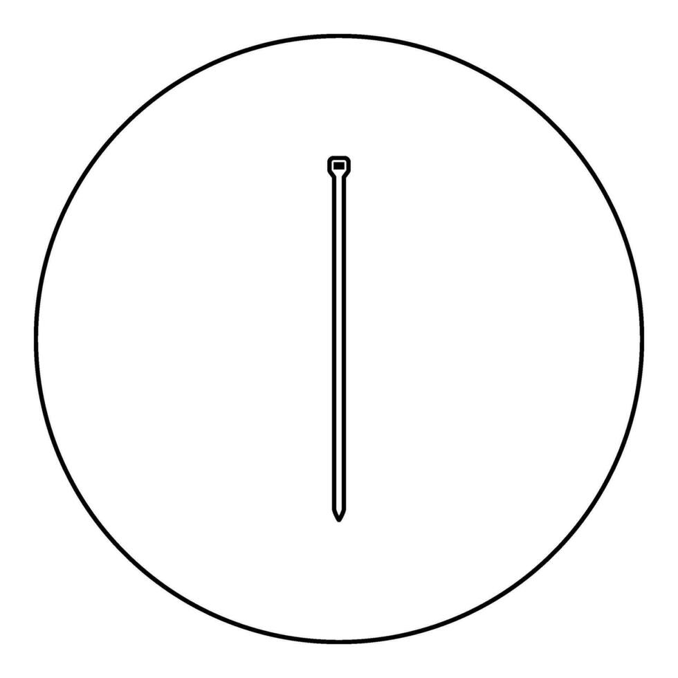 kabel stropdas ritssluiting gebouw materiaal icoon in cirkel ronde zwart kleur vector illustratie beeld schets contour lijn dun stijl