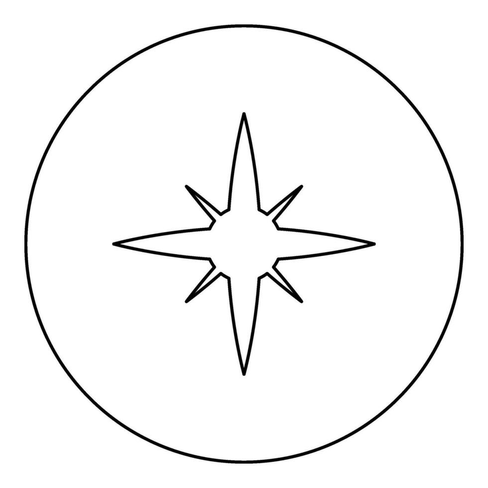 ster vonk icoon in cirkel ronde zwart kleur vector illustratie beeld schets contour lijn dun stijl