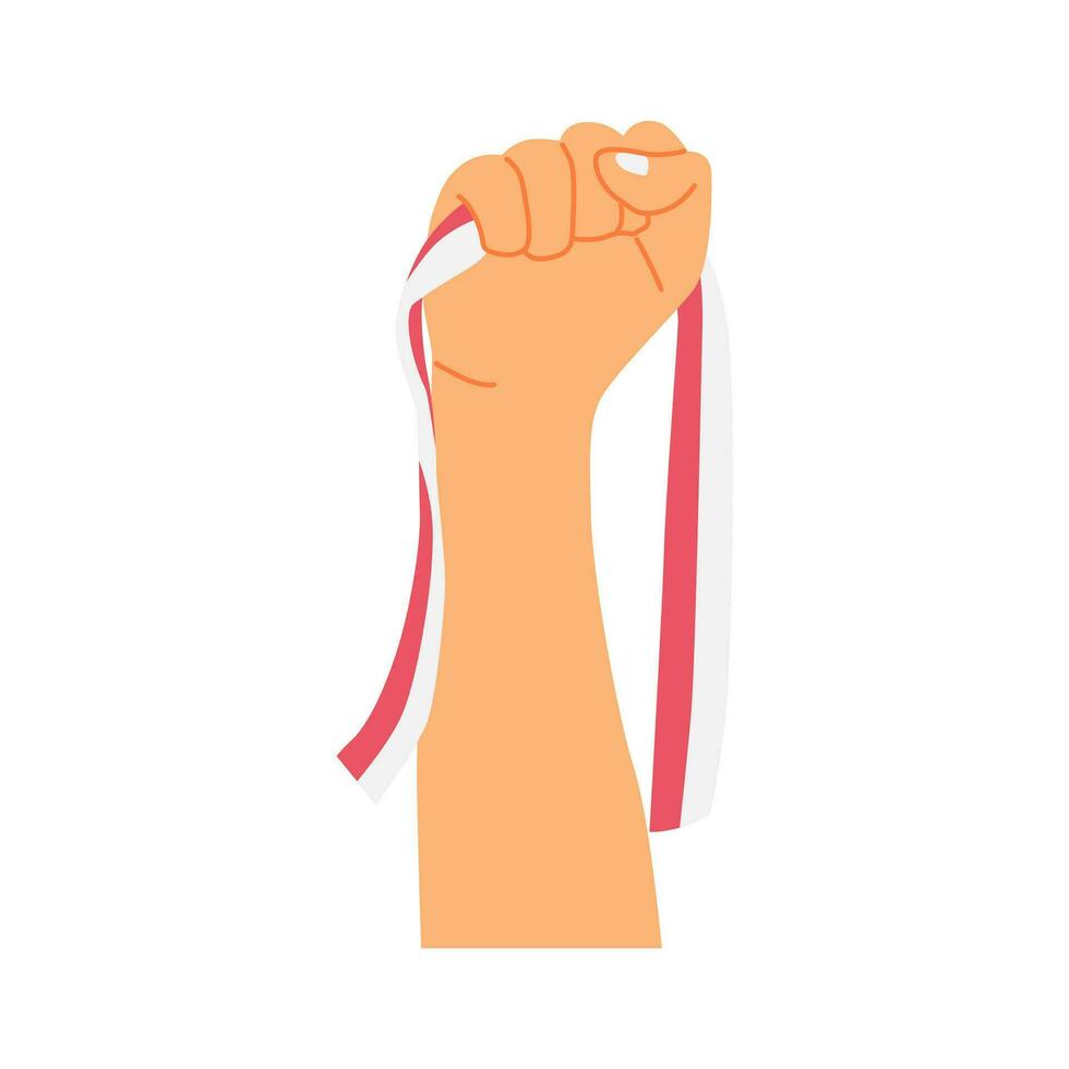 vector illustratie van hand- Holding Indonesisch vlag 17 augustus concept